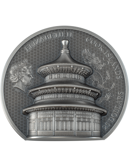 TEMPLE OF HEAVEN Beijing 5 Oz Silver Coin 10$ Cook Islands 2023