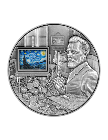 VINCENT VAN GOGH MASTERPIECES 5 Oz Silver & 38 Oz Copper Coin 25000 Francs Chad 2023