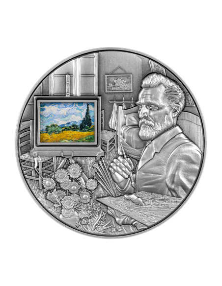 VINCENT VAN GOGH MASTERPIECES 5 Oz Silver & 38 Oz Copper Coin 25000 Francs Chad 2023