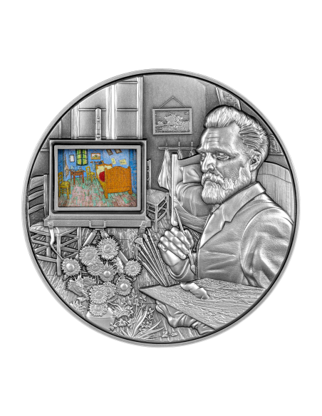 VINCENT VAN GOGH MASTERPIECES 5 Oz Silver & 38 Oz Copper Coin 25000 Francs Chad 2023