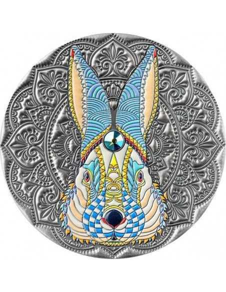 RABBIT Mandala Art 2 Oz Silver Coin 5$ Niue 2023 - Coins & More - Niue