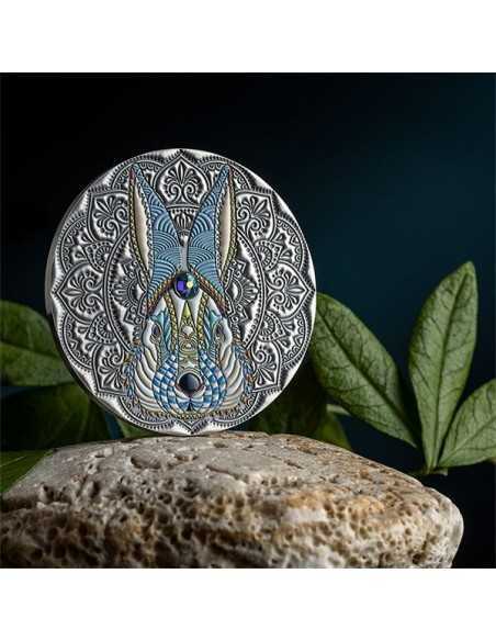 RABBIT Mandala Art 2 Oz Silver Coin 5$ Niue 2023 - Coins & More - Niue