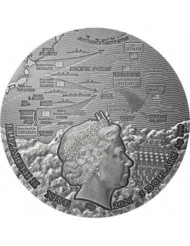 BATTLE OF MIDWAY Sea Battles 2 Oz Silver Coin 5$ Niue 2021 - Coins & More - Niue