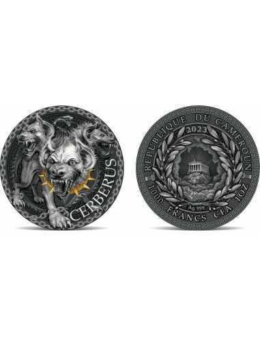 CERBERUS Great Greek Mythology 1 Oz Silver Coin 1000 Francs Cameroon 2023 - Coins & More - Kamerun