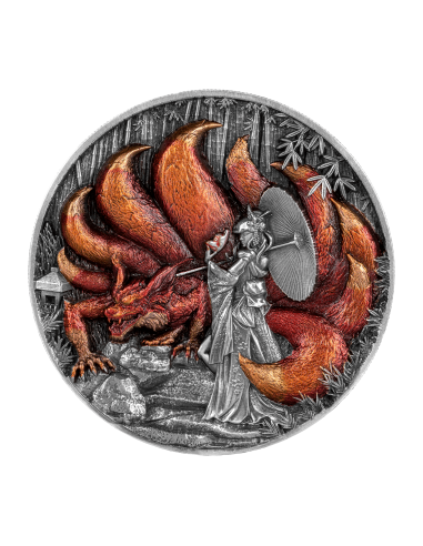 NINE TAILED FOX 1 Oz Silver & 4.5 Oz Copper Coin 5000 Francs Chad 2023 - Coins & More - Tchad