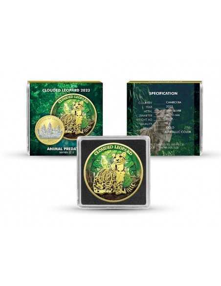 CLOUDED LEOPARD Animal Predators 1 Oz Silver Coin 3000 Riels 2023 - Coins & More - Europe
