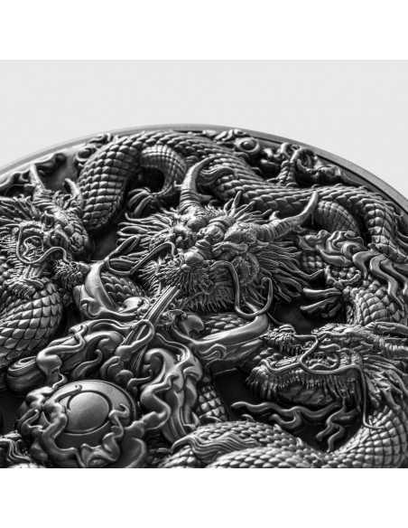 TRIPLE DRAGONS 5 Oz Silver & 32.15 Oz Copper Coin 25000 Francs Chad 2023 - Coins & More - Chad