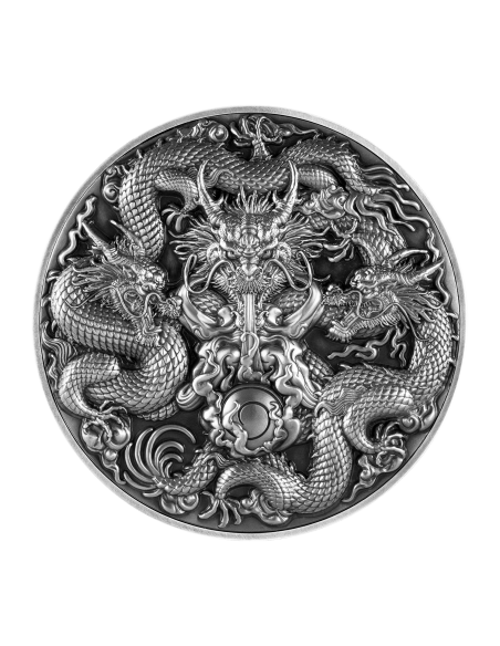 TRIPLE DRAGONS 5 Oz Silver & 32.15 Oz Copper Coin 25000 Francs Chad 2023 - Coins & More - Chad