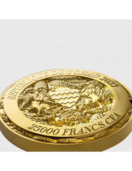 TRIPLE DRAGONS GILDED 5 Oz Silver & 32.15 Oz Copper Coin 25000 Francs Chad 2023 - Coins & More - Chad