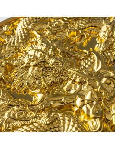 TRIPLE DRAGONS GILDED 5 Oz Silver & 32.15 Oz Copper Coin 25000 Francs Chad 2023 - Coins & More - Chad