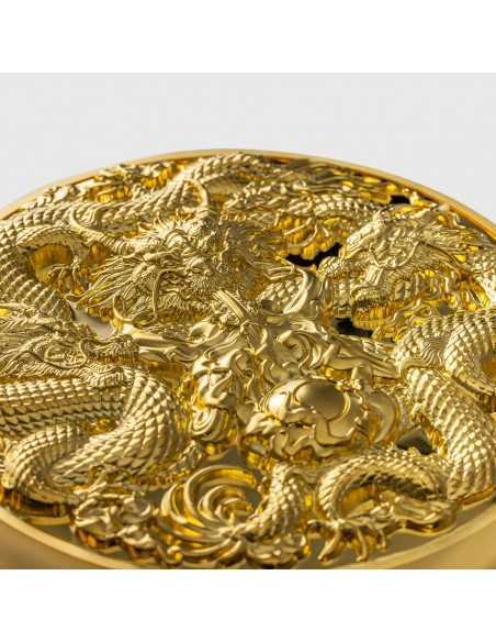 TRIPLE DRAGONS GILDED 5 Oz Silver & 32.15 Oz Copper Coin 25000 Francs Chad 2023 - Coins & More - Chad