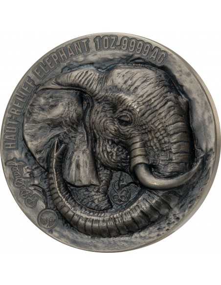 ELEPHANT Big Five 1 Oz Silver Coin 1000 Francs Ivory Coast 2022 - Coins & More - Costa de Marfil