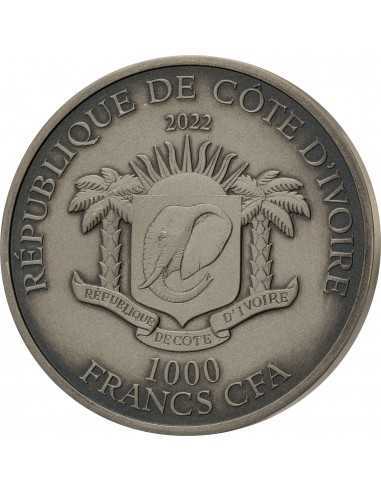ELEPHANT Big Five 1 Oz Silver Coin 1000 Francs Ivory Coast 2022 - Coins & More - Costa de Marfil