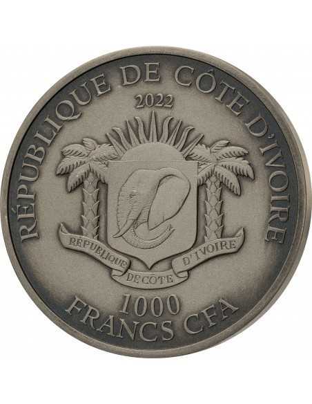 ELEPHANT Big Five 1 Oz Silver Coin 1000 Francs Ivory Coast 2022 - Coins & More - Costa de Marfil
