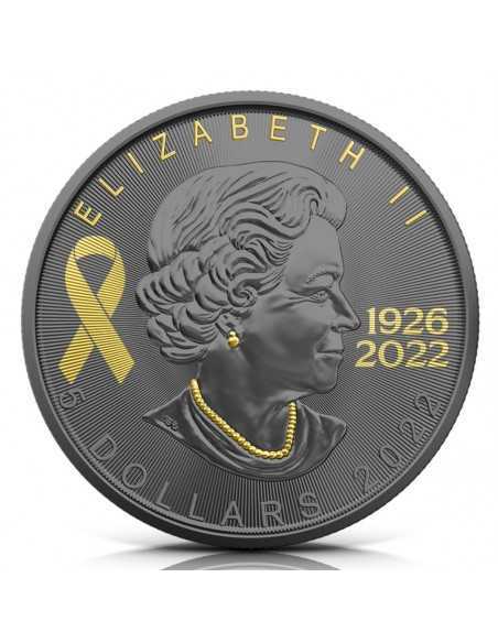 IN MEMORIAM ELIZABETH - HER MAJESTY 1 Oz Silver & Ruthenium Coin 5$ Dollar Canada 2022 - Coins & More - Canada