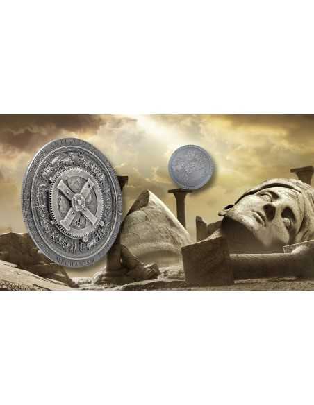 ANTIKYTHERA MECHANISM Antiqued Archeology Symbolism 3 Oz Silver Coin 20$ Cook Islands 2023 - Coins & More - Cook Islands