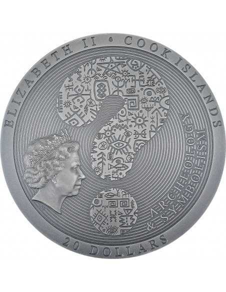ANTIKYTHERA MECHANISM Antiqued Archeology Symbolism 3 Oz Silver Coin 20$ Cook Islands 2023 - Coins & More - Cook Islands