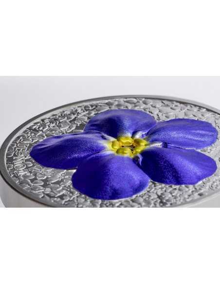 FORGET ME NOT Flowers and Leaves 1 Oz Silver Coin 10$ Palau 2023 - Coins & More - Palau