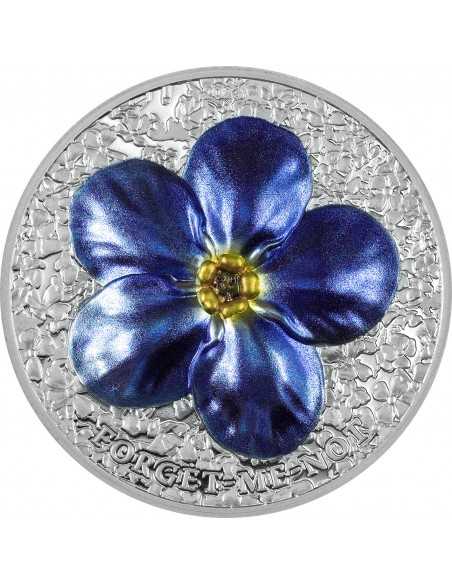 FORGET ME NOT Flowers and Leaves 1 Oz Silver Coin 10$ Palau 2023 - Coins & More - Palau