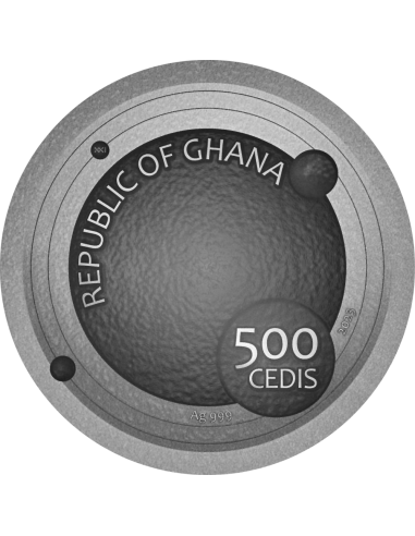 SPACE CUBE Aletai Meteorite 1 Kg Kilo Silver Coin 500 Cedis Ghana 2023 - Coins & More - Ghana
