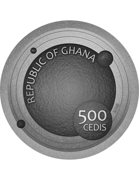 SPACE CUBE Aletai Meteorite 1 Kg Kilo Silver Coin 500 Cedis Ghana 2023 - Coins & More - Ghana
