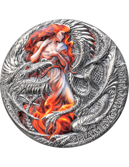 FLAMING WYVERN 2 Oz Silver Coin 2000 Francs Cameroon 2023 - Coins & More - Camerún