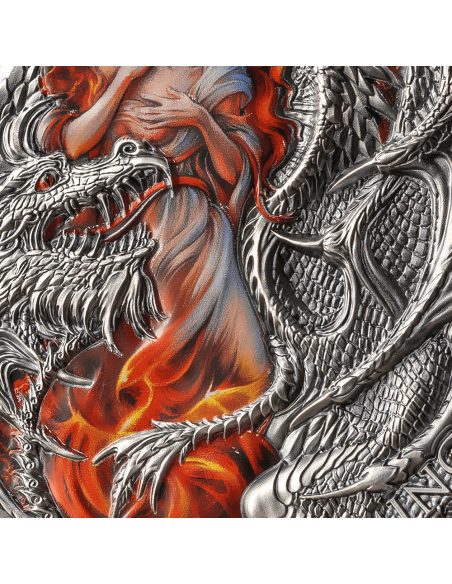 FLAMING WYVERN 2 Oz Silver Coin 2000 Francs Cameroon 2023 - Coins & More - Camerún