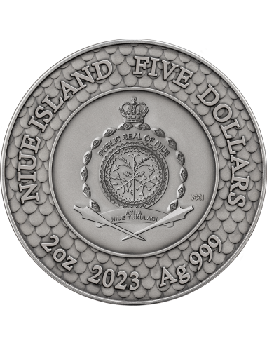 BLACK PEARL AND DRAGON Divine Pearls 2 Oz Silver Coin 5$ Niue 2023