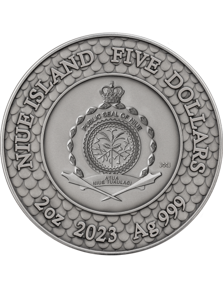 BLACK PEARL AND DRAGON Divine Pearls 2 Oz Silver Coin 5$ Niue 2023