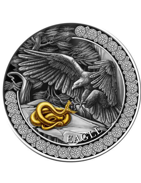 EAGLE Hunting in the Wild 2 Oz Silver Coin 10 Cedis Ghana 2023 - Coins & More - Ghana
