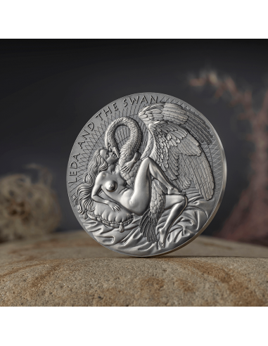 LEDA AND THE SWAN Celestial Beauty 2 Oz Silver Coin 2000 Francs Cameroon 2023 - Coins & More - Kamerun