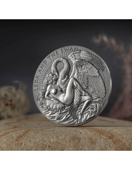 LEDA AND THE SWAN Celestial Beauty 2 Oz Silver Coin 2000 Francs Cameroon 2023 - Coins & More - Kamerun
