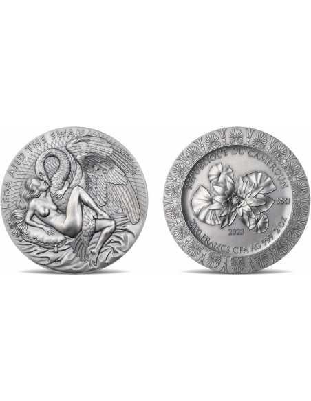 LEDA AND THE SWAN Celestial Beauty 2 Oz Silver Coin 2000 Francs Cameroon 2023 - Coins & More - Kamerun