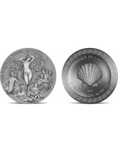 BIRTH OF VENUS Celestial Beauty 1 Kg Kilo Silver Coin 10000 Francs Cameroon 2023Coin 2000 Francs Cameroon 2021