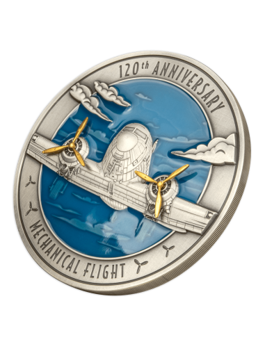 MECHANICAL FLIGHT 120th Anniversary Silver Coin 10$ Barbados 2023 - Coins & More - Barbade