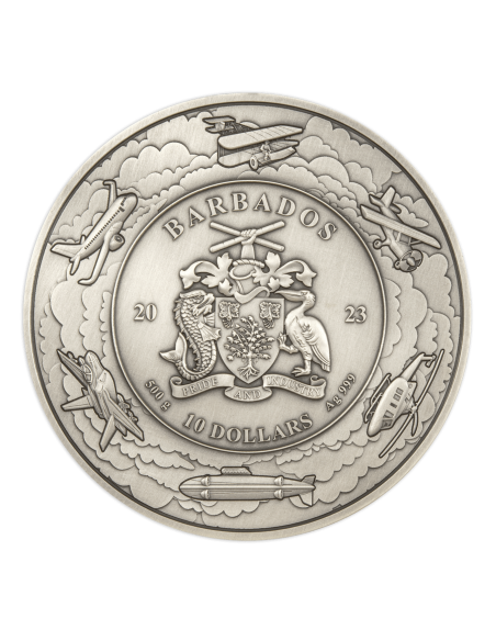 MECHANICAL FLIGHT 120th Anniversary Silver Coin 10$ Barbados 2023 - Coins & More - Barbade