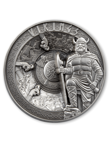 VIKINGS Multiple Layer 1 Kg Kilo Silver Coin 25$ Samoa 2023