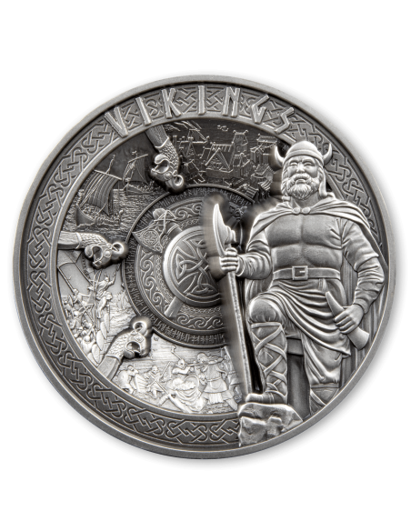 VIKINGS Multiple Layer 1 Kg Kilo Silver Coin 25$ Samoa 2023
