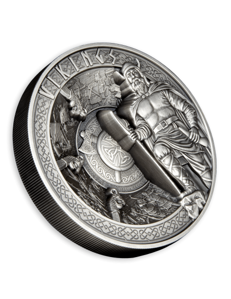 VIKINGS Multiple Layer 1 Kg Kilo Silver Coin 25$ Samoa 2023