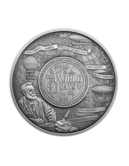 AROUND THE WORLD IN 80 DAYS 150th Anniversary Silver Coin 500 Francs Djibouti 2023 - Coins & More - Africa