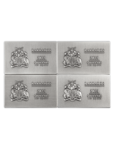 BOSTON TEA PARTY 250th Anniversary Set 4 x1 Oz Silver Coins 5$ Barbados 2023