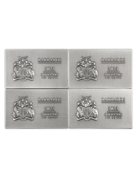 BOSTON TEA PARTY 250th Anniversary Set 4 x1 Oz Silver Coins 5$ Barbados 2023
