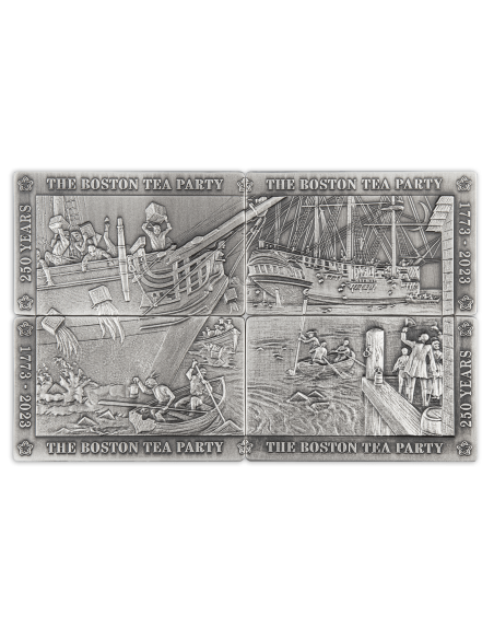 BOSTON TEA PARTY 250th Anniversary Set 4 x1 Oz Silver Coins 5$ Barbados 2023