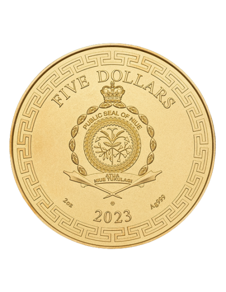 CHINESE DRAGON ART Gilded 2 Oz Silver Coin 5$ Niue 2023 - Coins & More - Niue