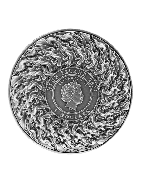 NE ZHA Kills The Dragon Kings Son 2 Oz Silver Coin 5$ Niue 2021 - Coins & More - Niue