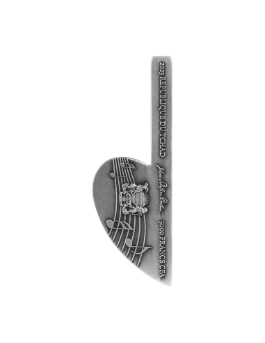 JOHANN SEBASTIAN BACH Musical b Note Shaped 1 Oz Silver Coin 5000 Francs Chad 2023 - Coins & More - Chad