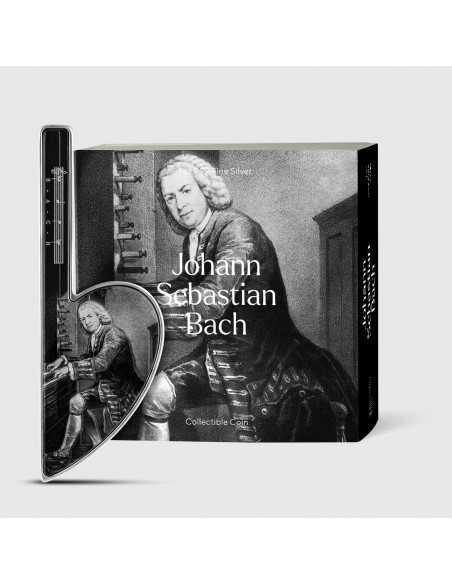 JOHANN SEBASTIAN BACH Musical b Note Shaped 1 Oz Silver Coin 5000 Francs Chad 2023 - Coins & More - Chad