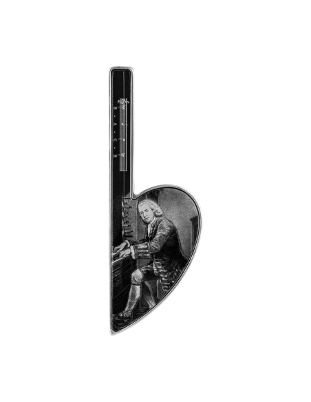 JOHANN SEBASTIAN BACH Musical b Note Shaped 1 Oz Silver Coin 5000 Francs Chad 2023 - Coins & More - Chad