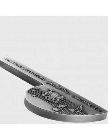 JOHANN SEBASTIAN BACH Musical b Note Shaped 1 Oz Silver Coin 5000 Francs Chad 2023 - Coins & More - Chad