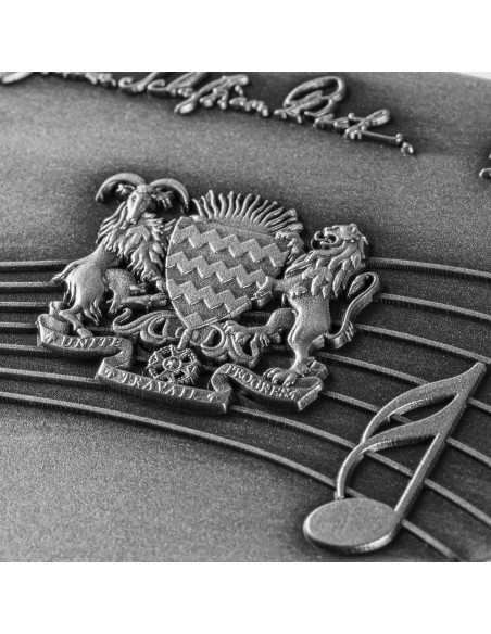 JOHANN SEBASTIAN BACH Musical b Note Shaped 1 Oz Silver Coin 5000 Francs Chad 2023 - Coins & More - Chad